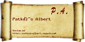 Patkós Albert névjegykártya